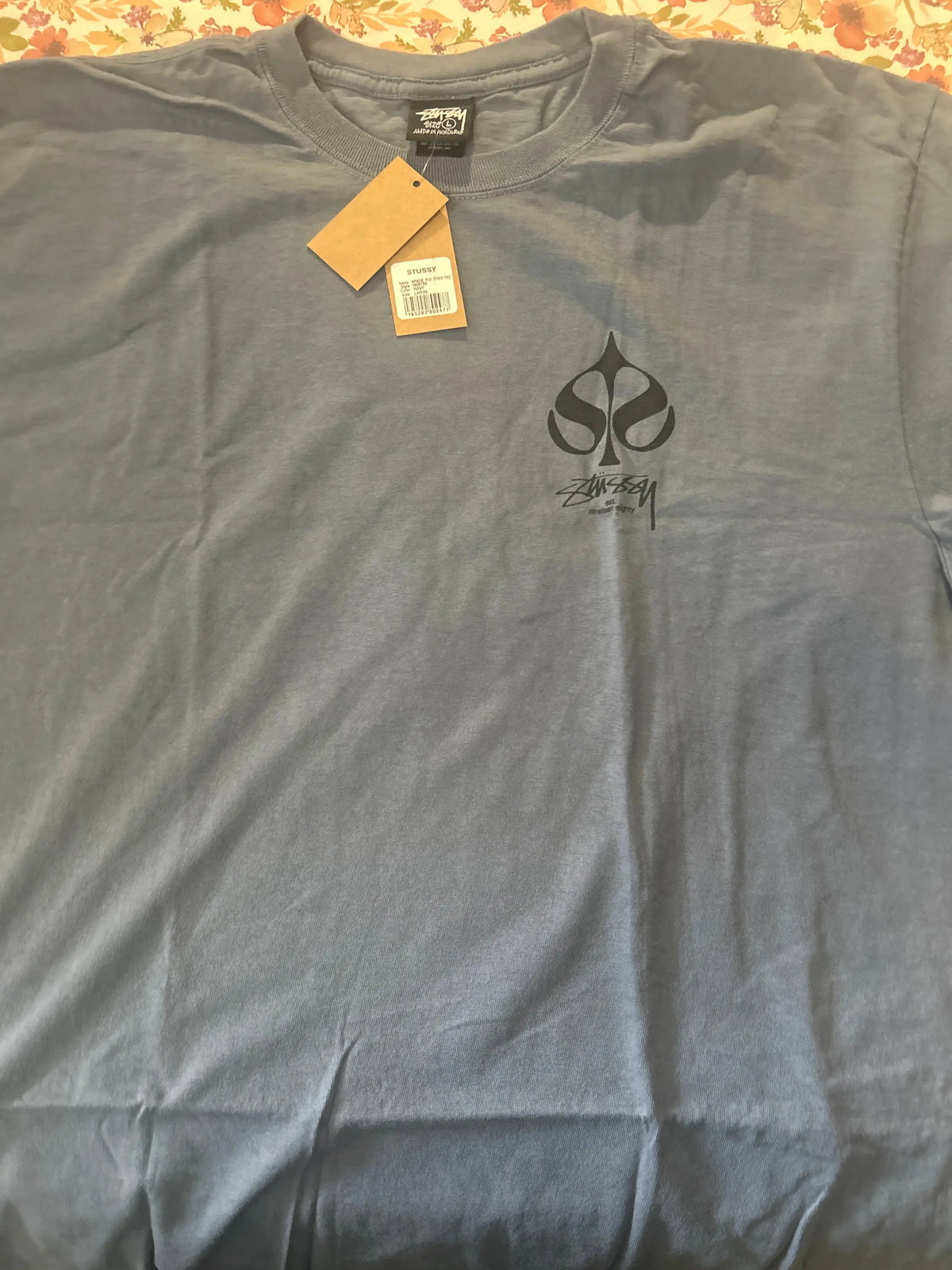 Stussy Spade Pigment Dyed Tee Navy Large