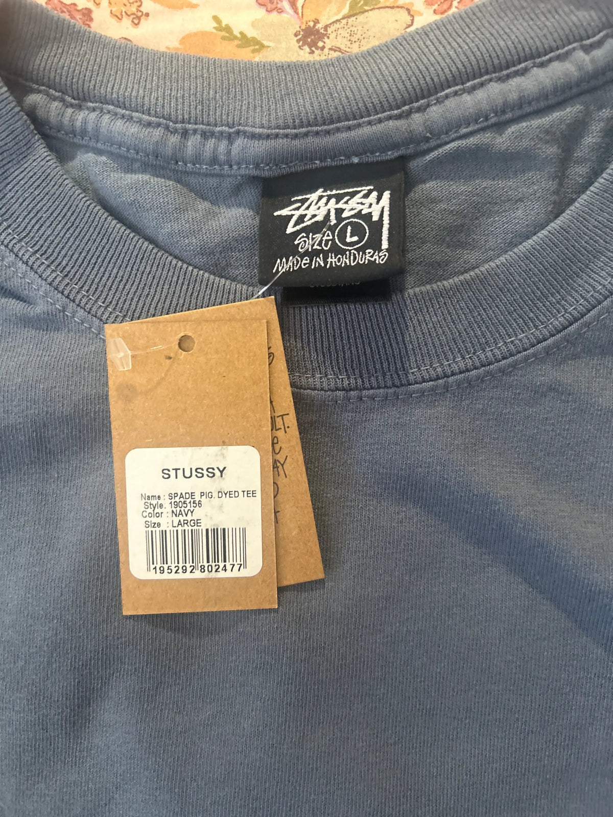 Stussy Spade Pigment Dyed Tee Navy Large