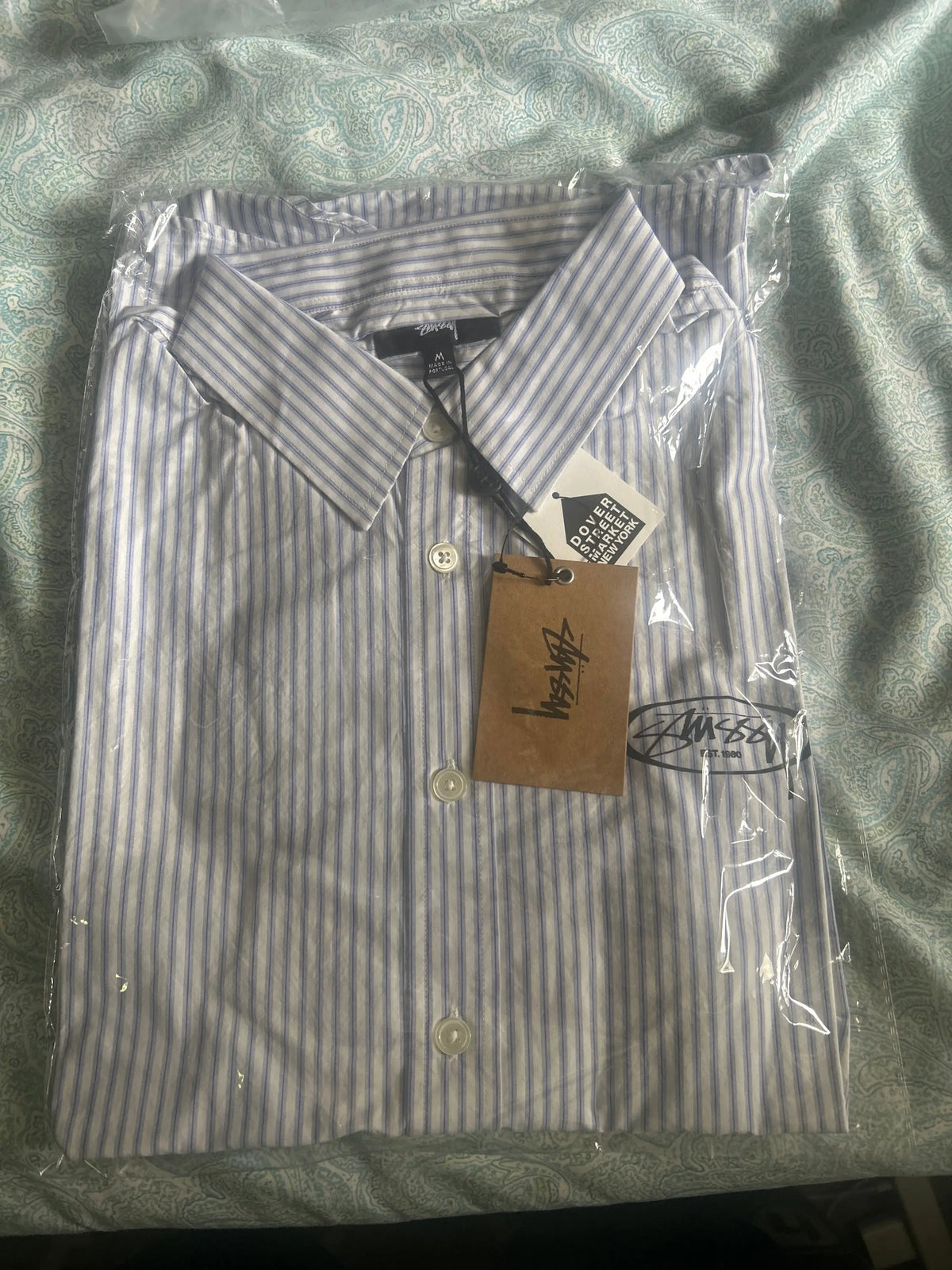Stussy Standard Logo Long Sleeve Shirt Blue Medium