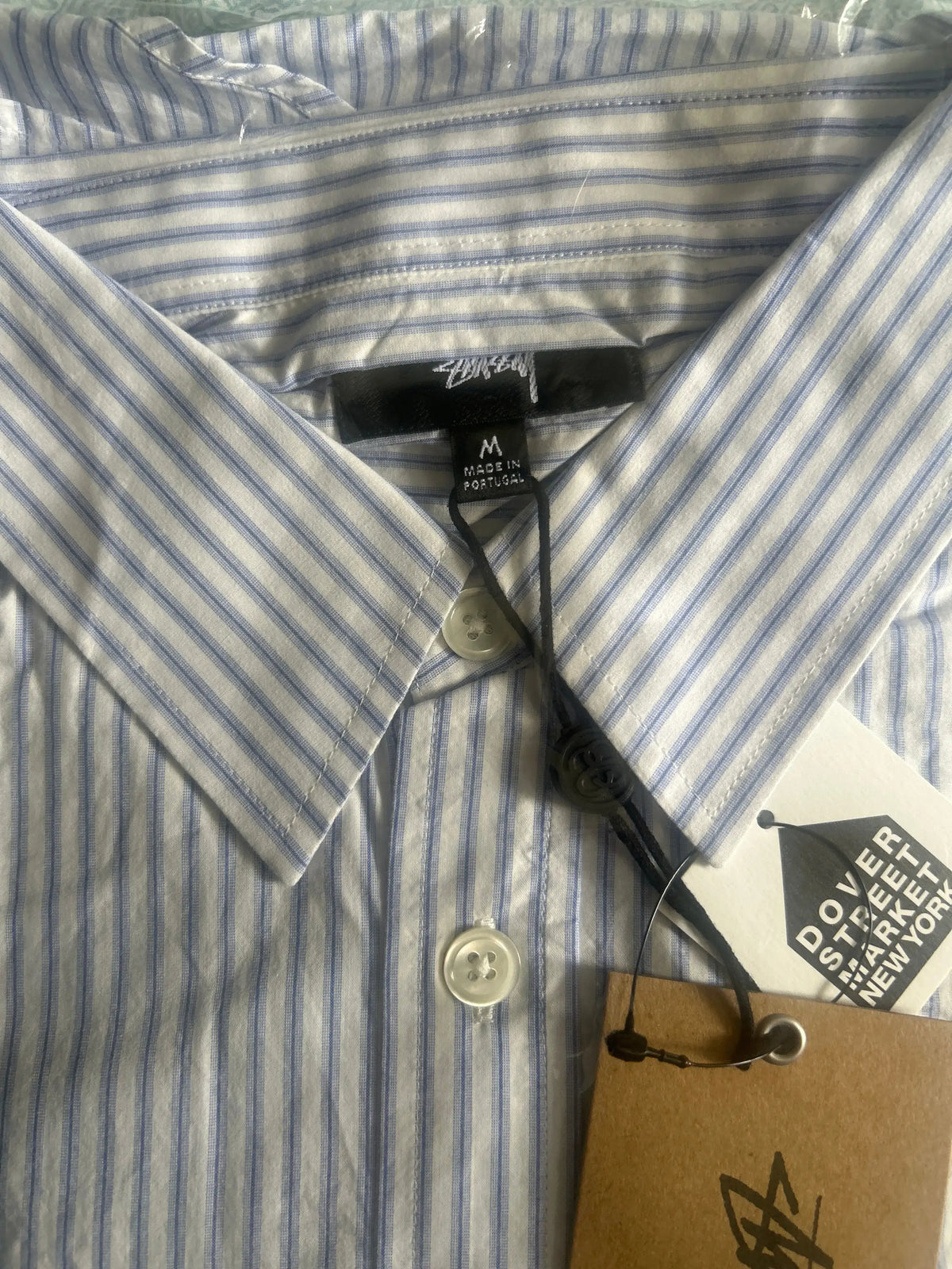 Stussy Standard Logo Long Sleeve Shirt Blue Medium