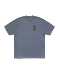 Light gray stussy stock link tee with subtle black logo on chest in a soft cotton fabric for casual wear