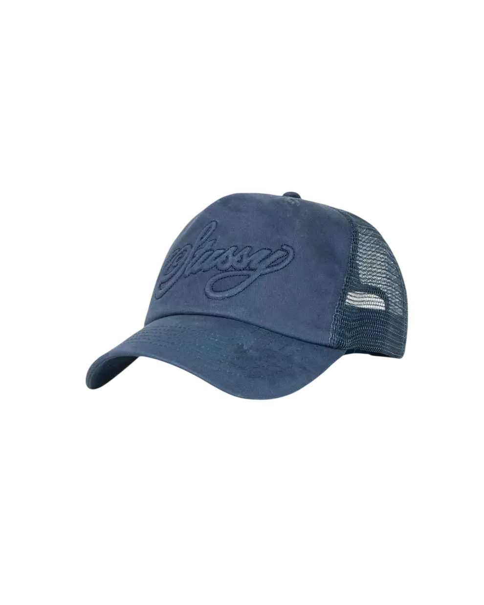 Stussy Trucker Hat Cursive Stich Navy - One size