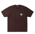 Brown stussy wales bonner ocean song tee t-shirt featuring a white logo on the left chest in cotton material