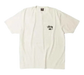 Off-white stussy wales bonner ocean song tee ivory with black signature logo on left chest in cotton fabric