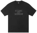 Black Stussy Wes Palms tee black with faded textured logo print on a soft cotton fabric