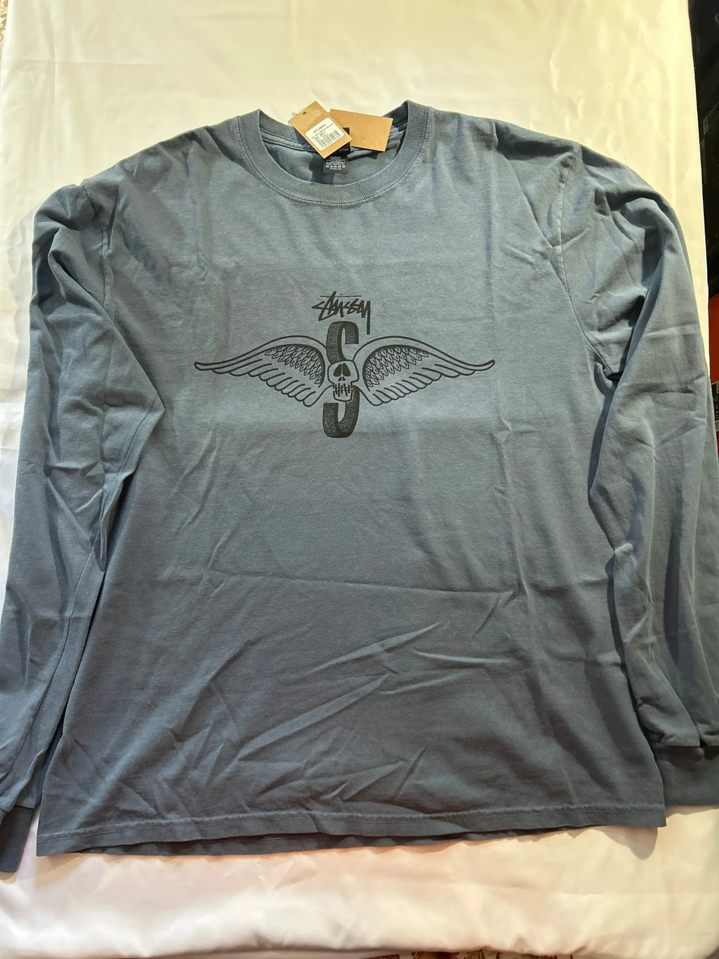 Stussy Wings Longe Sleeve Tee Navy Large