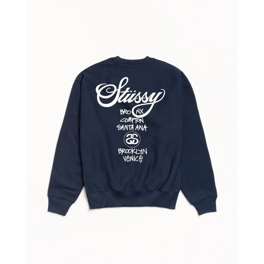 Stussy World Tour Crew Navy - L - Crewnecks