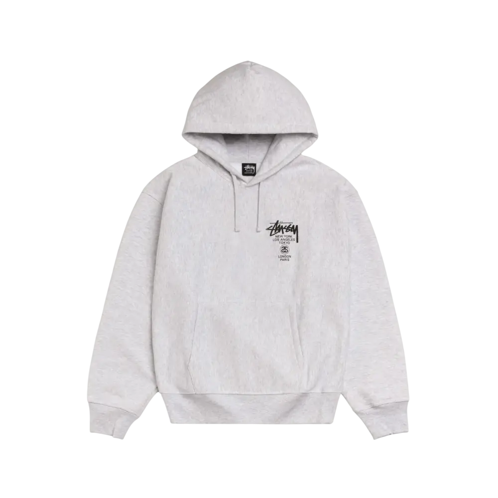 Stussy World Tour Pullover Hoodie Ash Grey - M