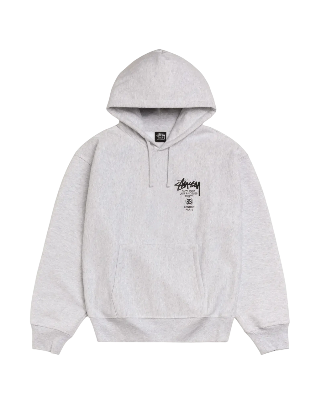 Stussy World Tour Pullover Hoodie Ash Grey - M