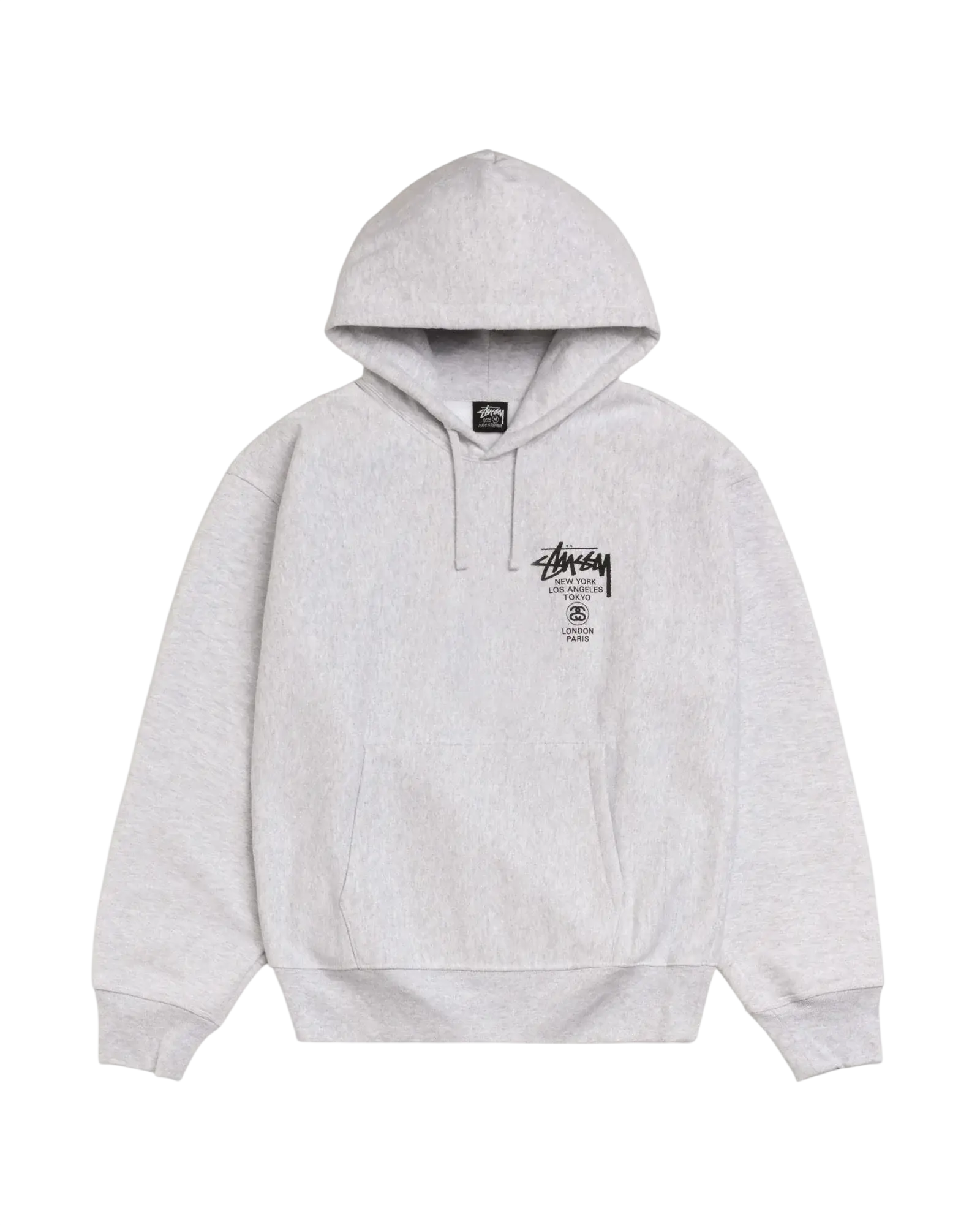 Stussy World Tour Pullover Hoodie Ash Grey - M