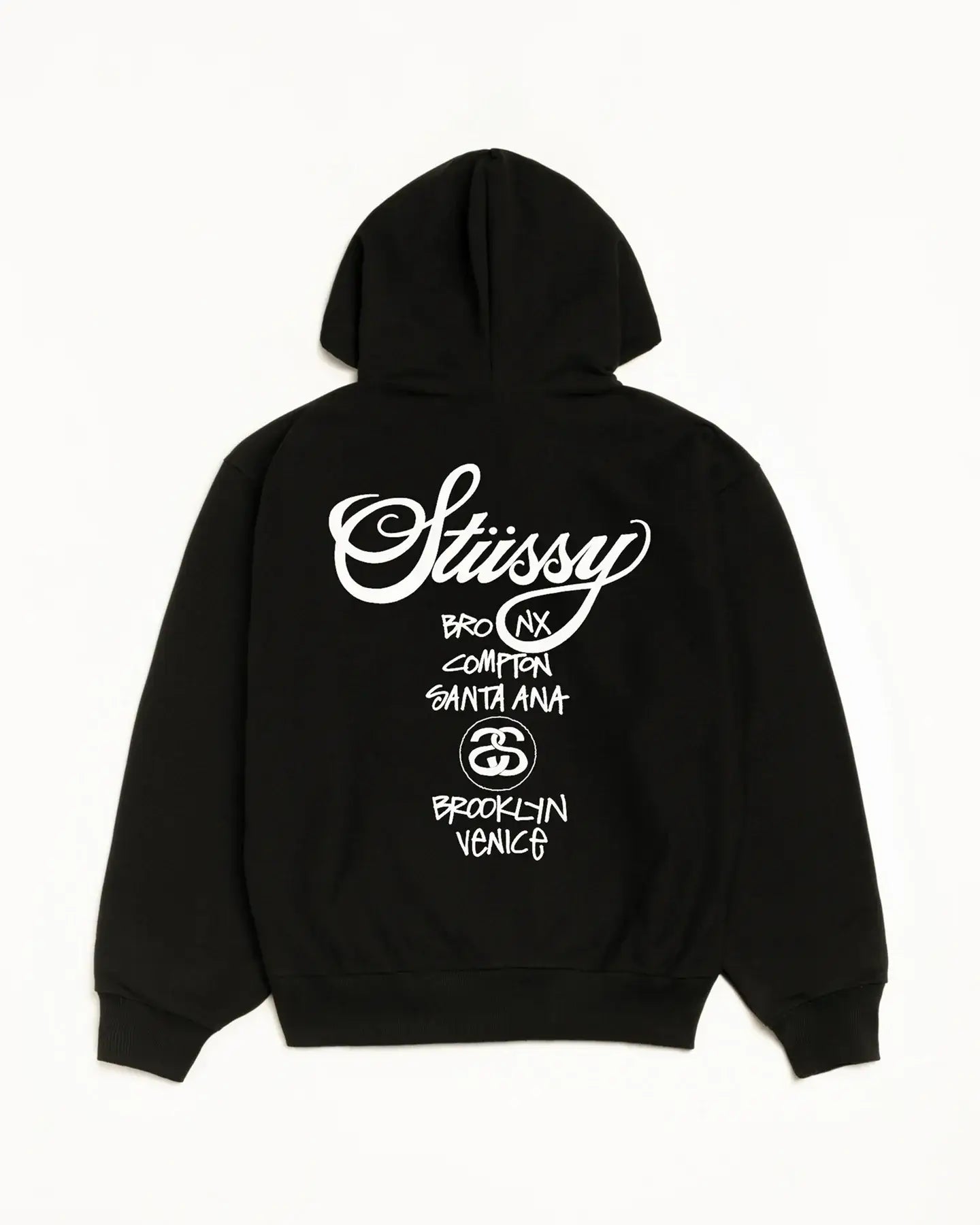 Stussy World Tour Zip Up Hoodie Black