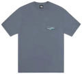 Gray Stussy t-shirt with a small embroidered logo on the chest from the Stussy Worldwide Diamond Tee Navy collection