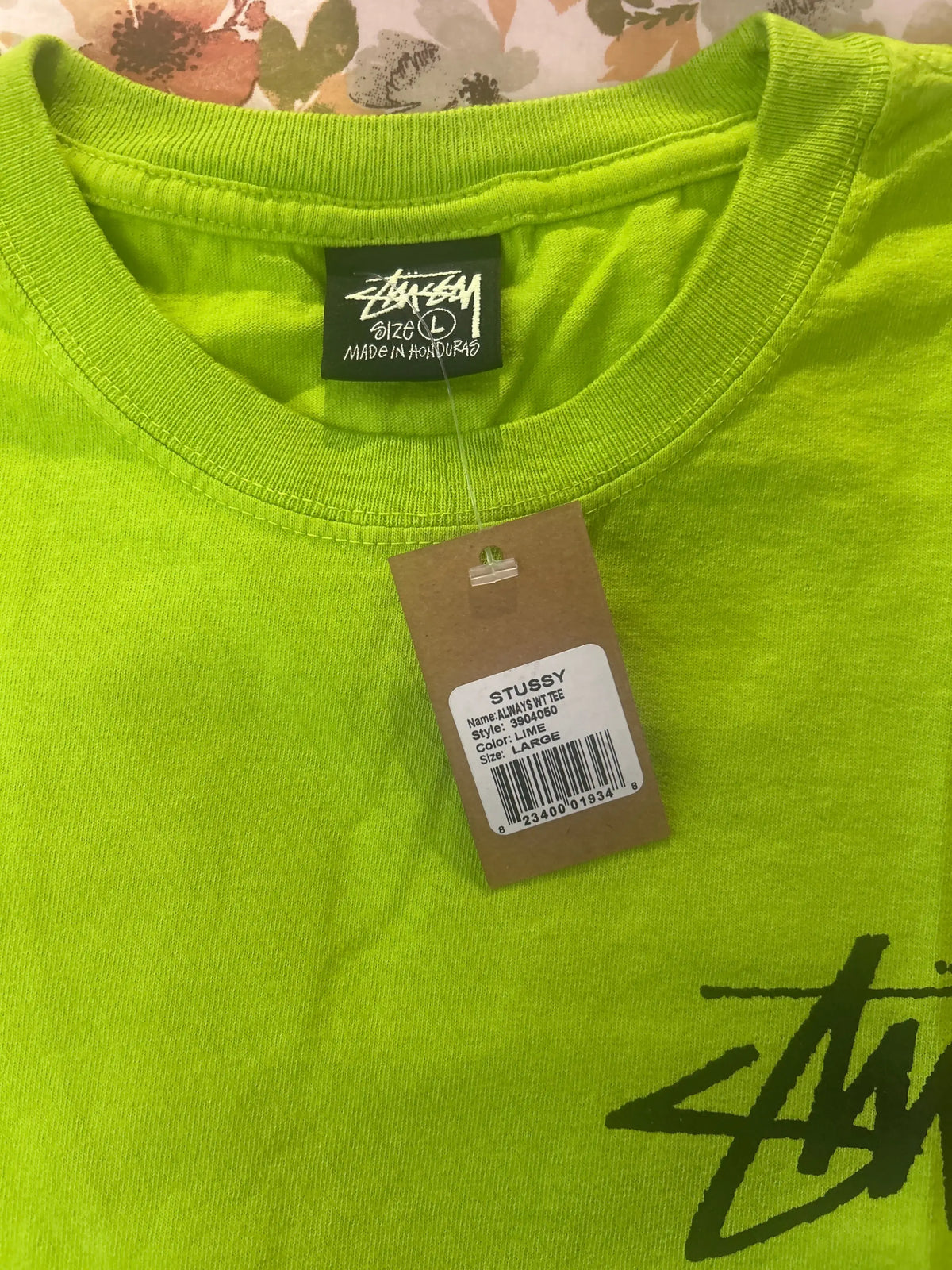 Stussy x ADWYSD World Tour Tee Lime Large