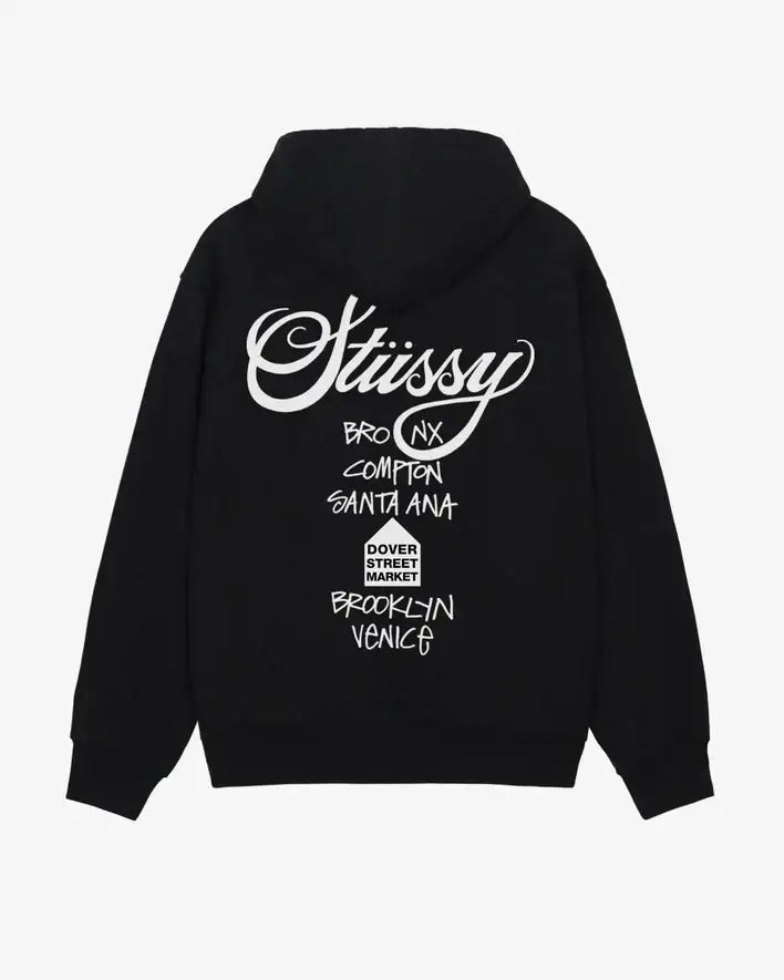 Stussy x Dover Street Market World Tour Pullover Hoodie Black - Hoodies