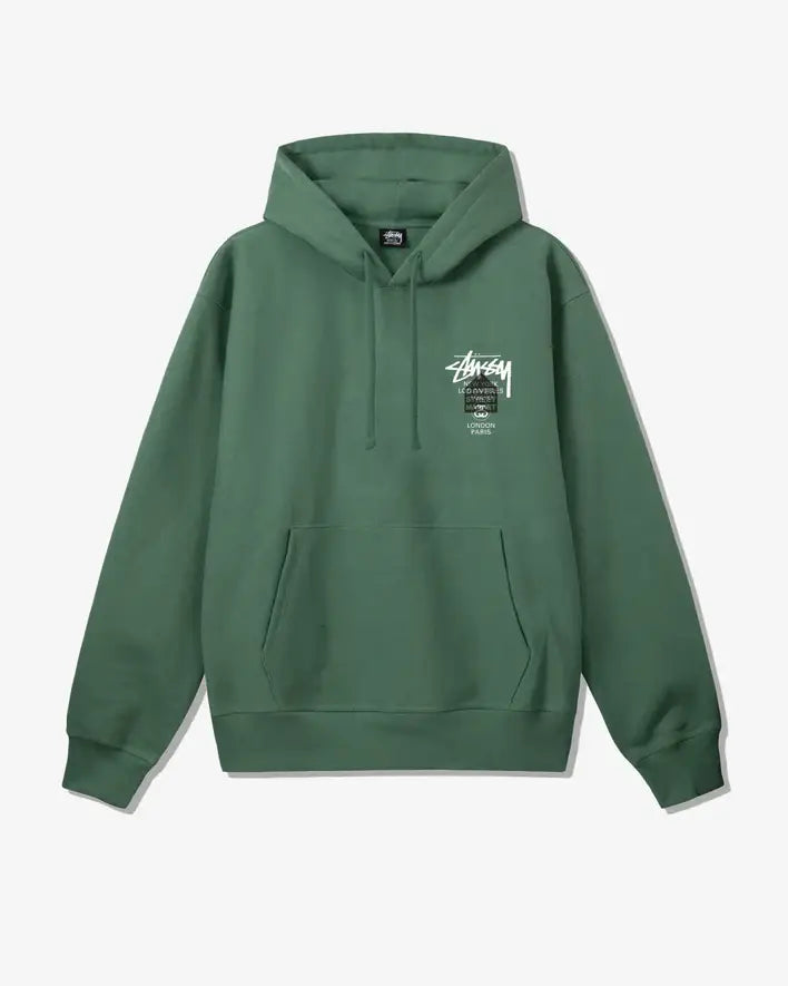 Stussy x Dover Street Market World Tour Pullover Hoodie Green - L