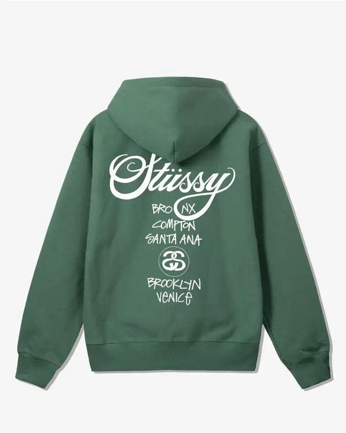 Stussy x Dover Street Market World Tour Pullover Hoodie Green - L