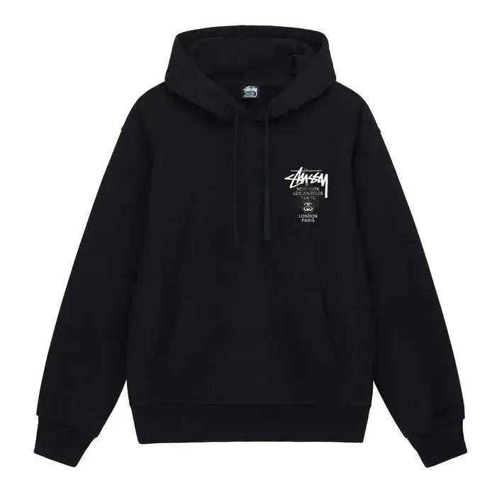 Stussy x Dover Street Market World Tour Zip-Up Hoodie Black - S - Hoodies
