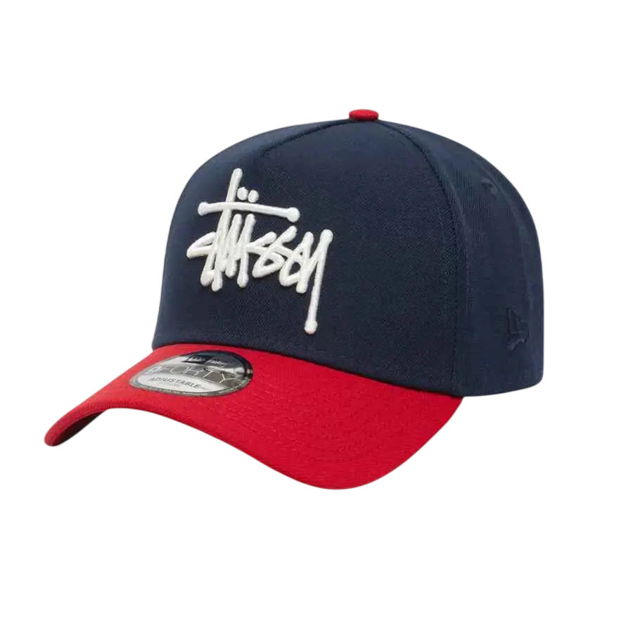 Stussy x New Era 9Twenty Basic Strapback Navy/Red - One size