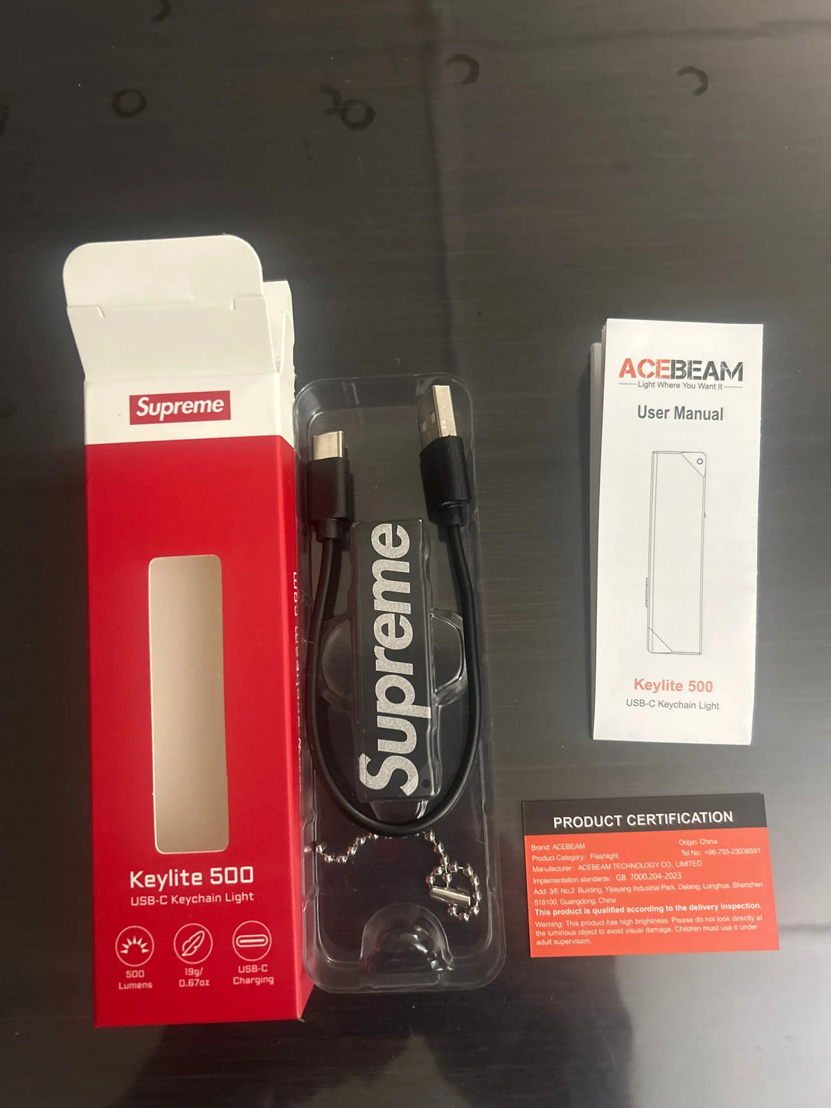 Supreme Acebeam Flashlight Keychain Black