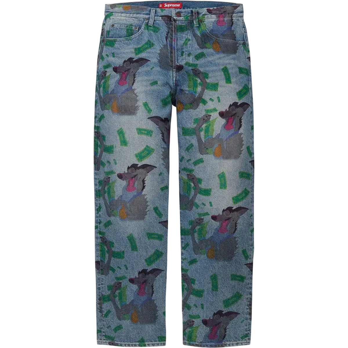 Supreme All Dogs Go To Heaven Loose Fit Jeans Washed Indigo - 30