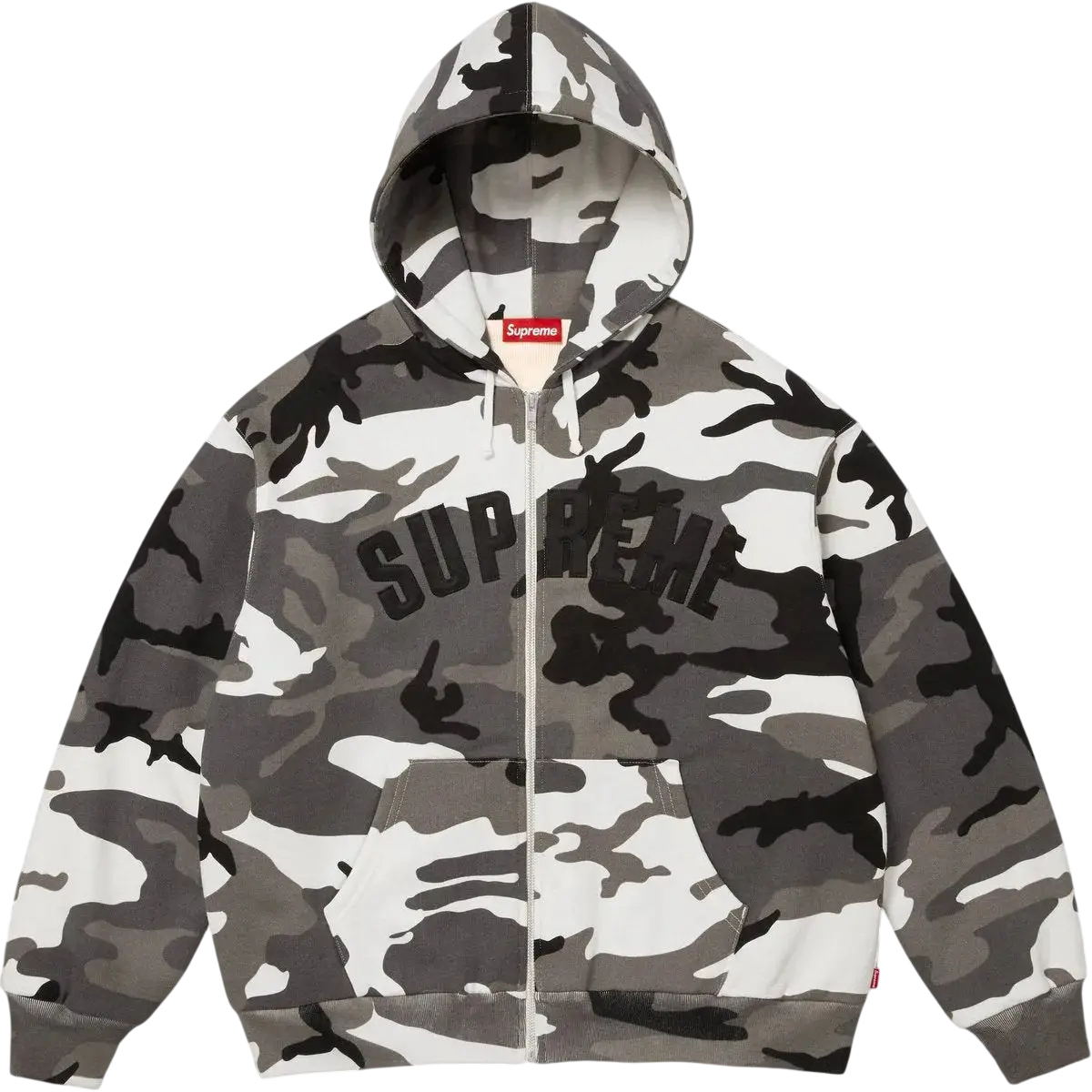 Supreme Arc Thermal Lined Zip Up Hooded Sweatshirt Snow Camo - M