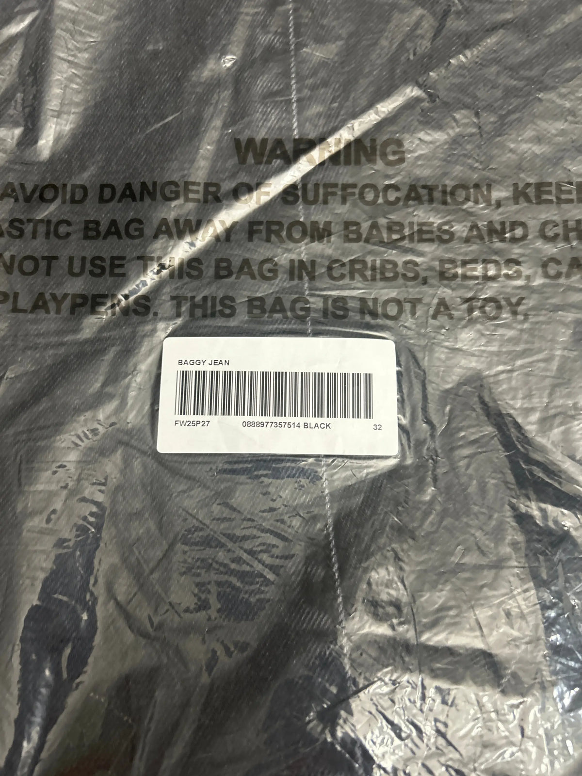 Supreme Baggy Jeans FW25 Black 32"