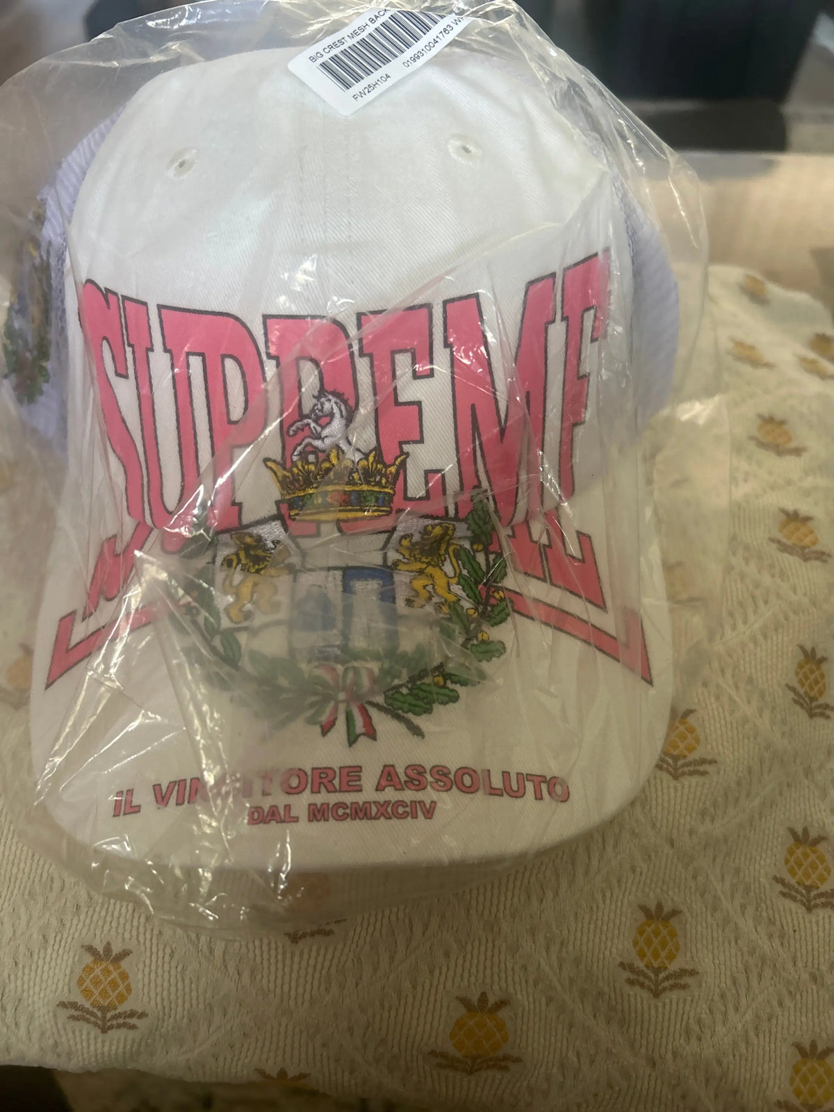 Supreme Big Crest Mesh Back 6-Panel White