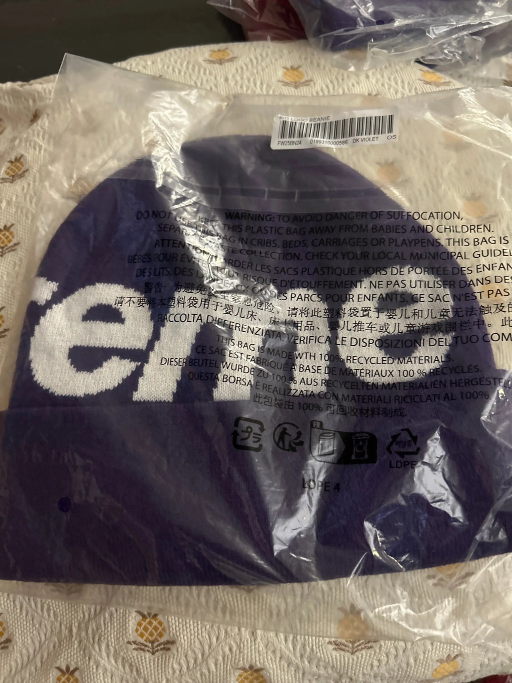 Supreme Big Logo Beanie FW25 Purple