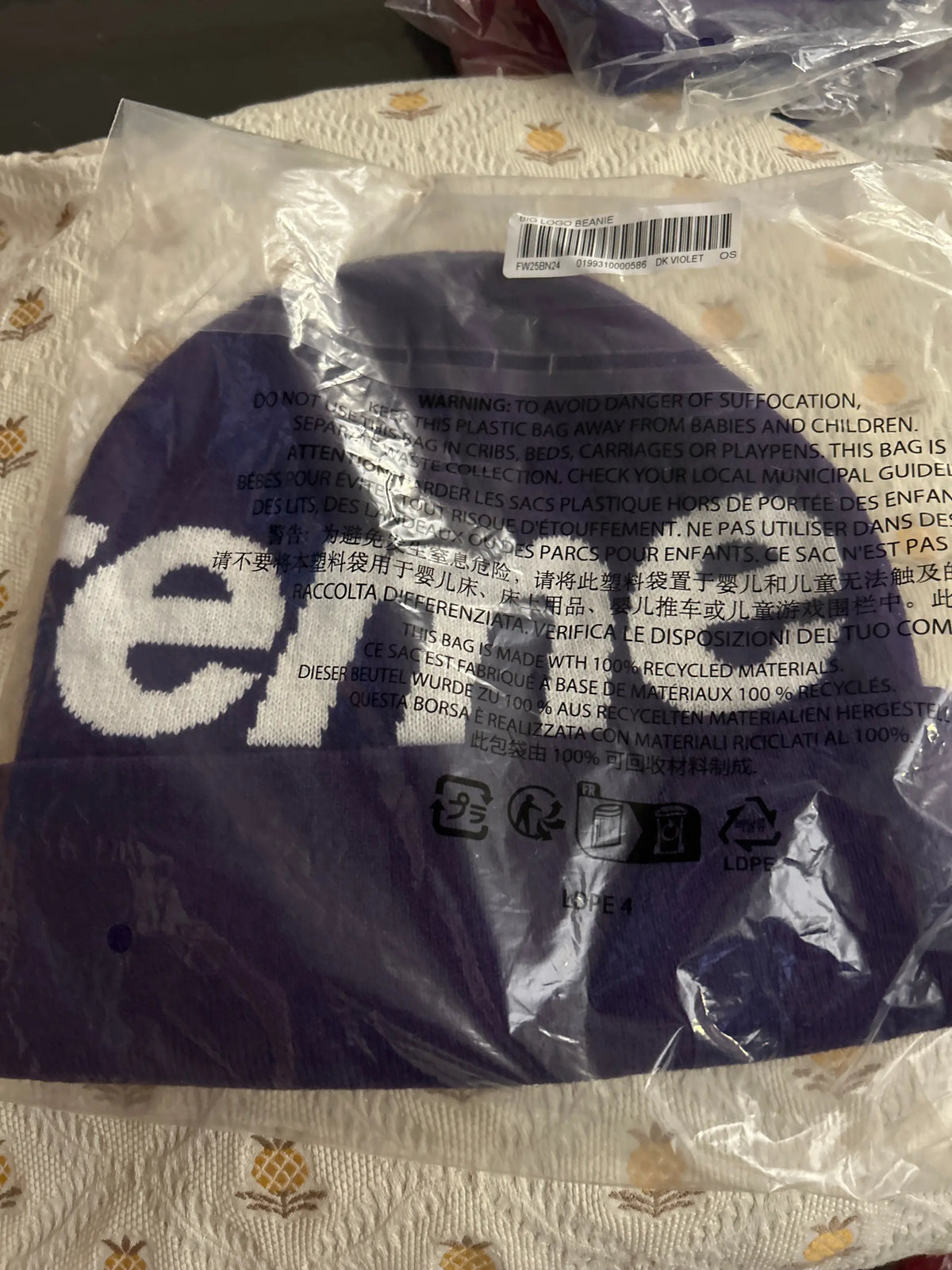 Supreme Big Logo Beanie FW25 Purple