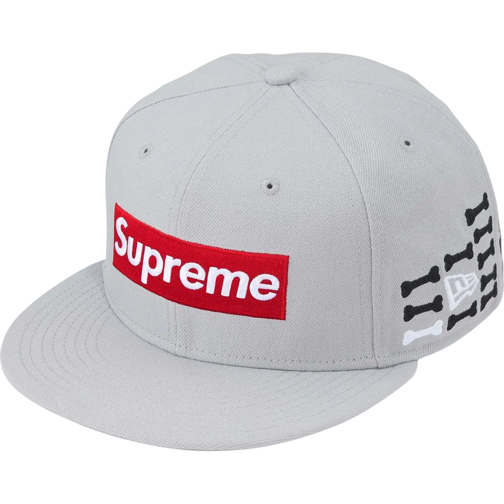 Supreme Bones Box Logo New Era 59Fifty Fitted Hat Grey - 7 3/8