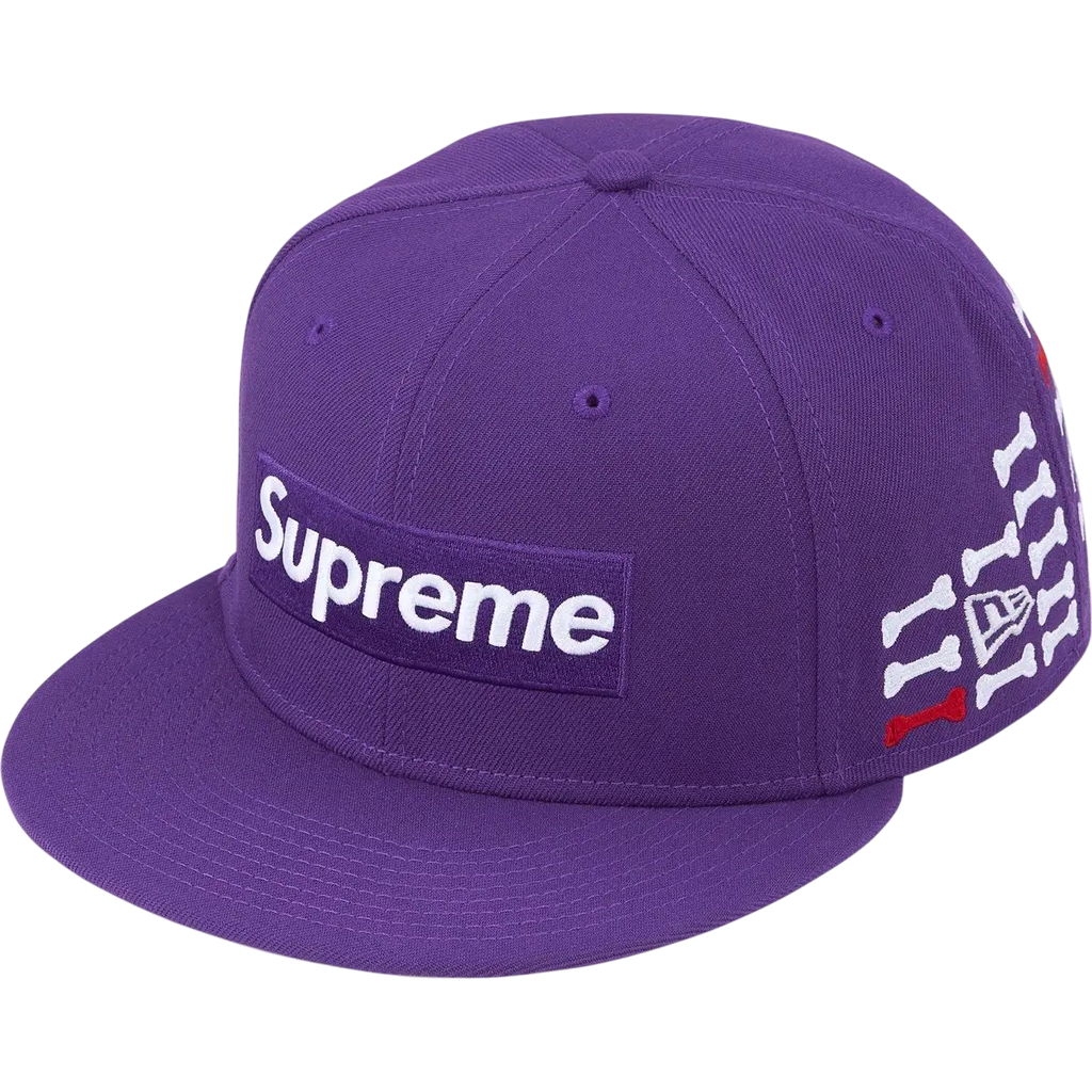 Supreme Bones Box Logo New Era 59Fifty Fitted Hat Purple - 7 3/8