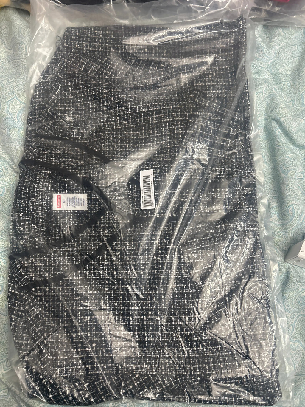 Supreme Boucle Baseball Jersey Black W/Matching Fitted Hat (7 3/8)