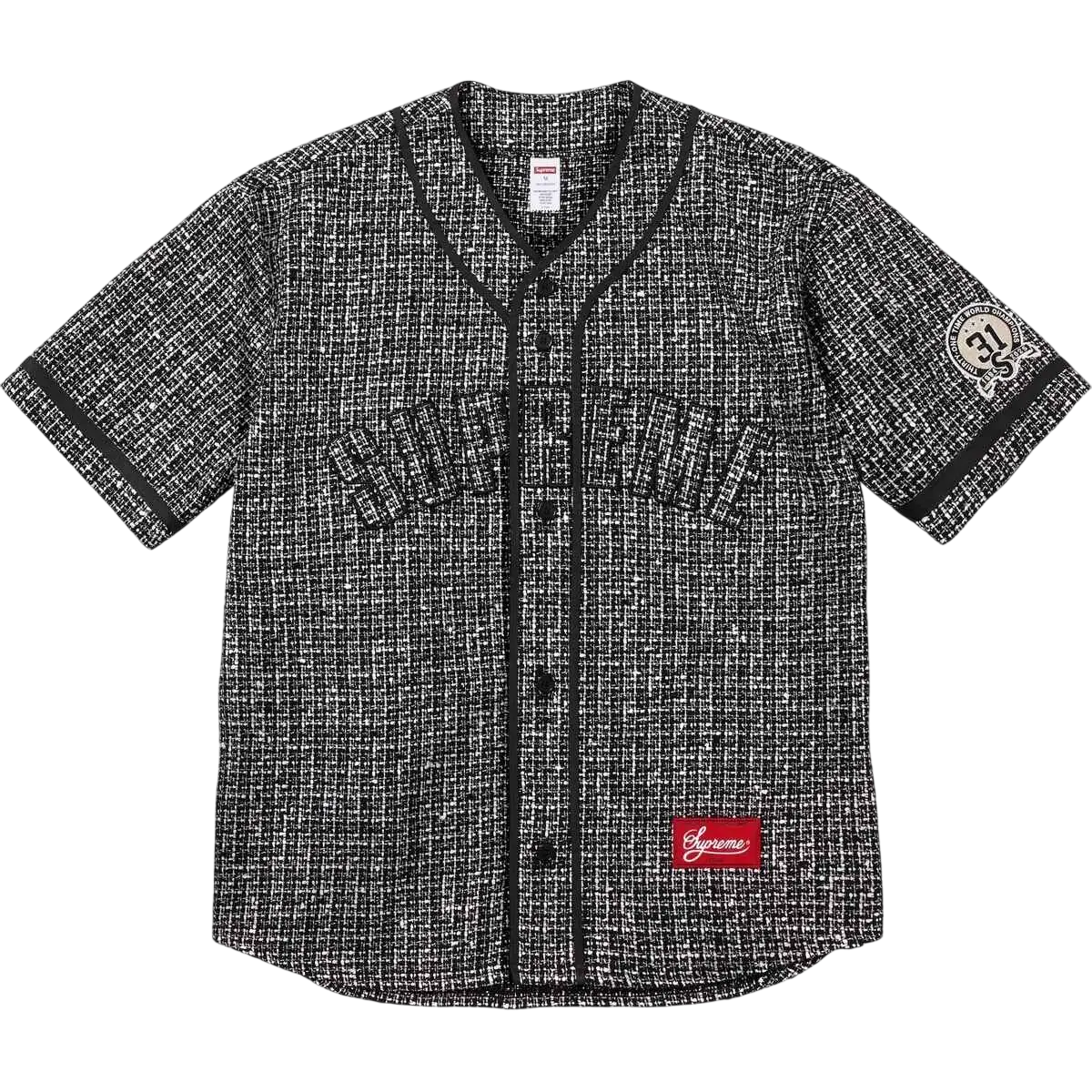 Supreme Boucle Baseball Jersey Black W/Matching Fitted Hat (7 3/8) - M