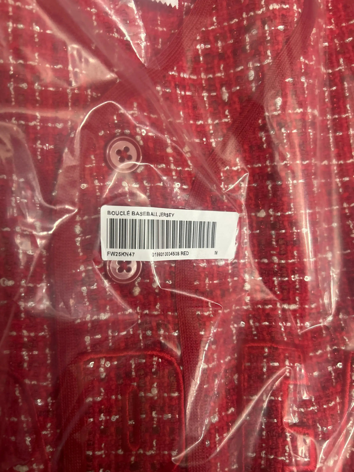 Supreme Boucle Baseball Jersey Red W/Matching Fitted Hat (7 3/8)