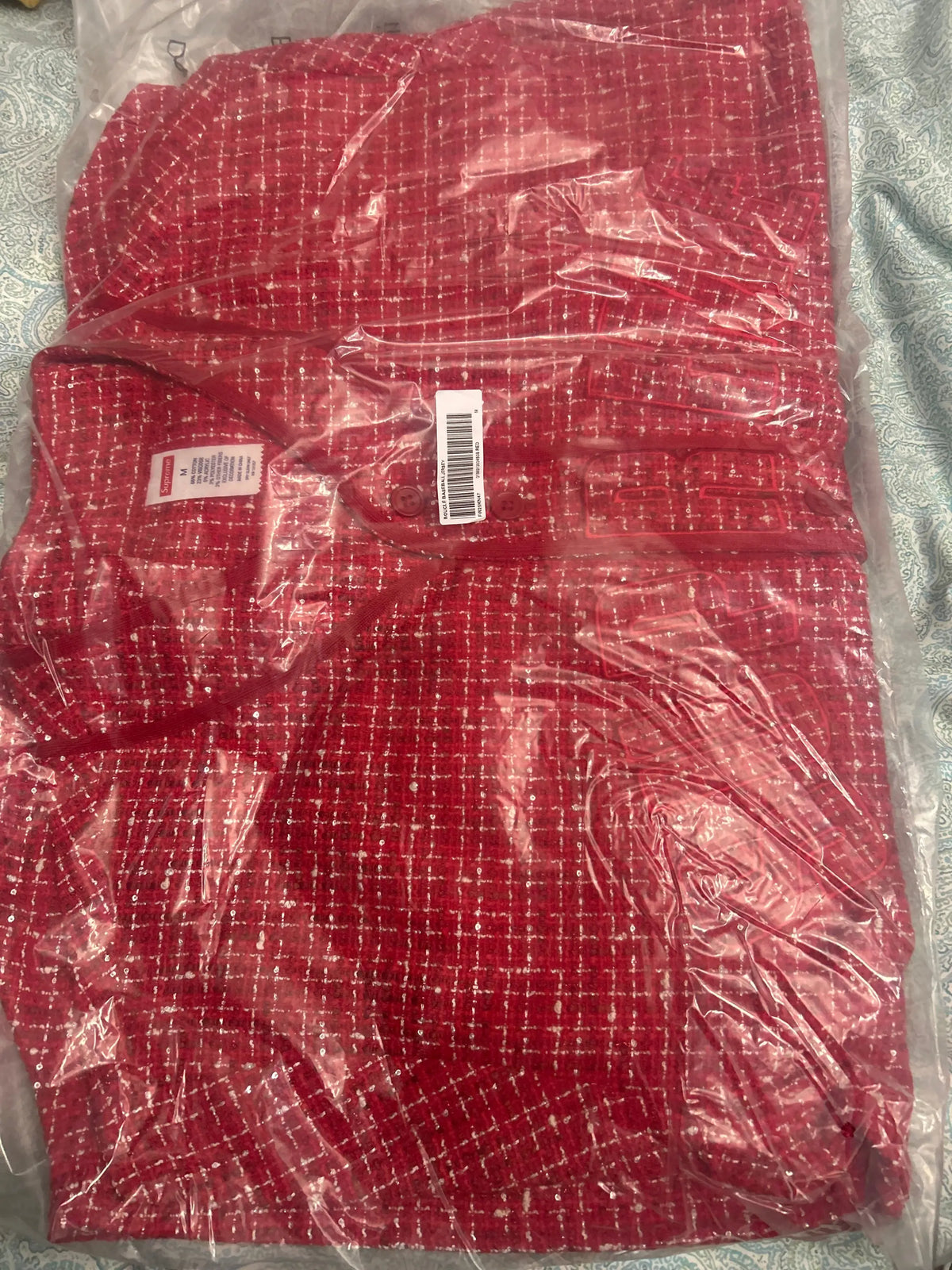 Supreme Boucle Baseball Jersey Red W/Matching Fitted Hat (7 3/8)
