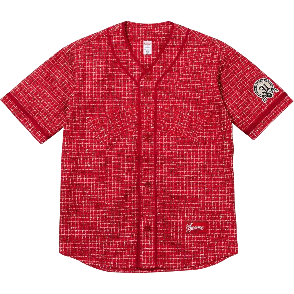 Supreme Boucle Baseball Jersey Red W/Matching Fitted Hat (7 3/8) - M