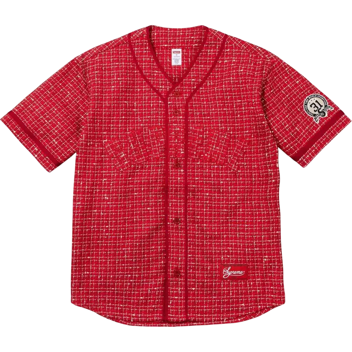 Supreme Boucle Baseball Jersey Red W/Matching Fitted Hat (7 3/8) - M