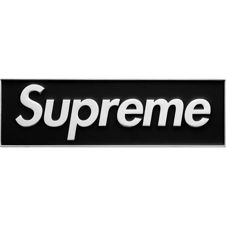 Supreme Box Logo Chrome Car Emblem Black
