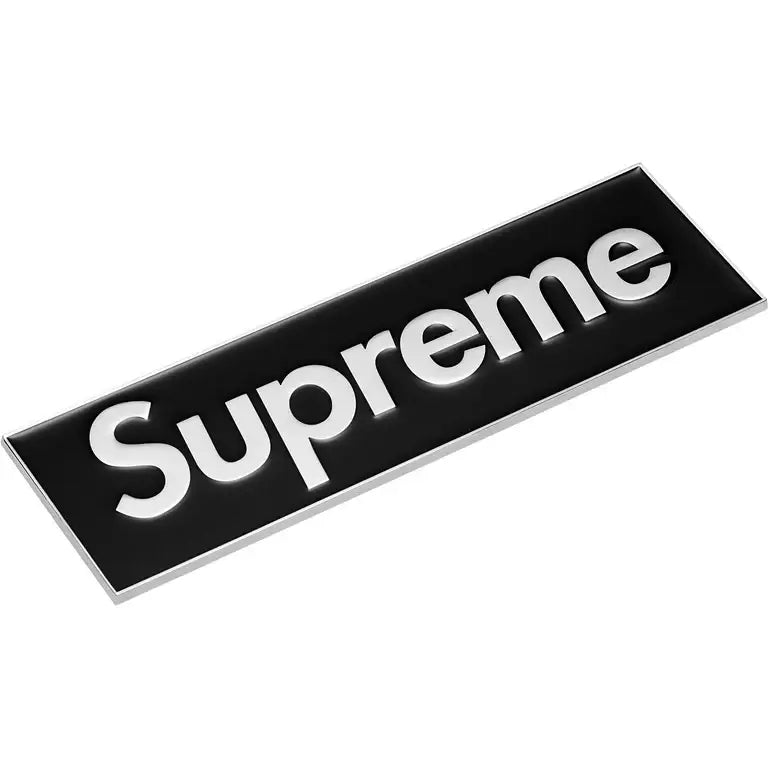 Supreme Box Logo Chrome Car Emblem Black