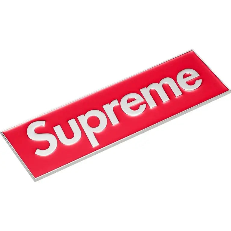 Supreme Box Logo Chrome Car Emblem Red