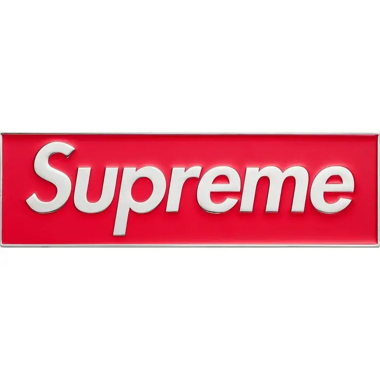 Supreme Box Logo Chrome Car Emblem Red