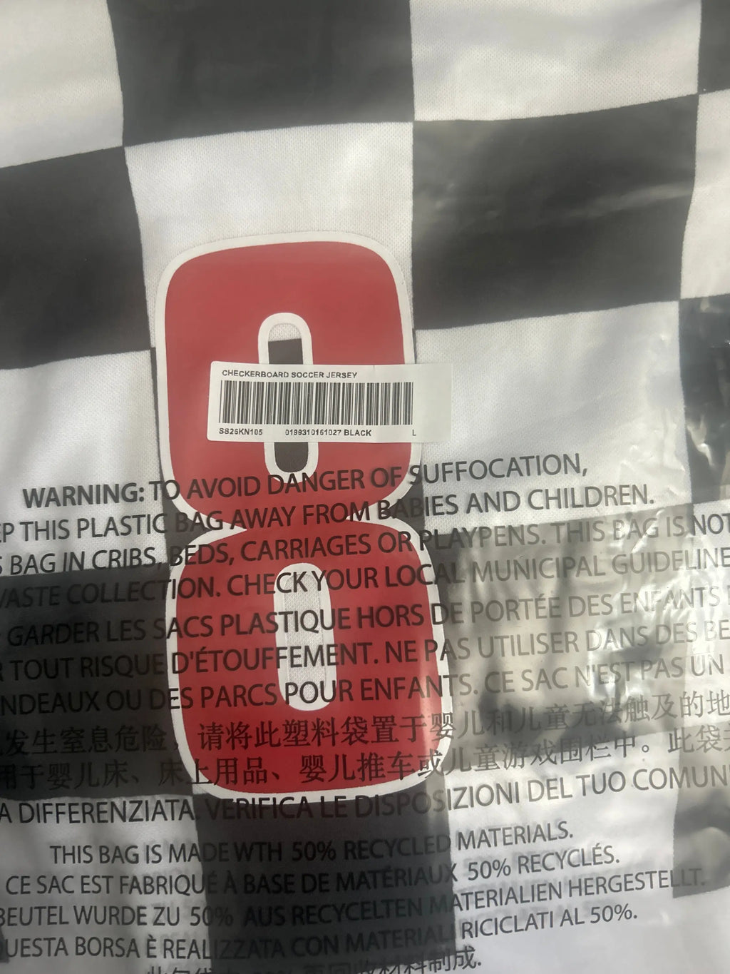 Supreme Checkerboard Soccer Jersey Black Large