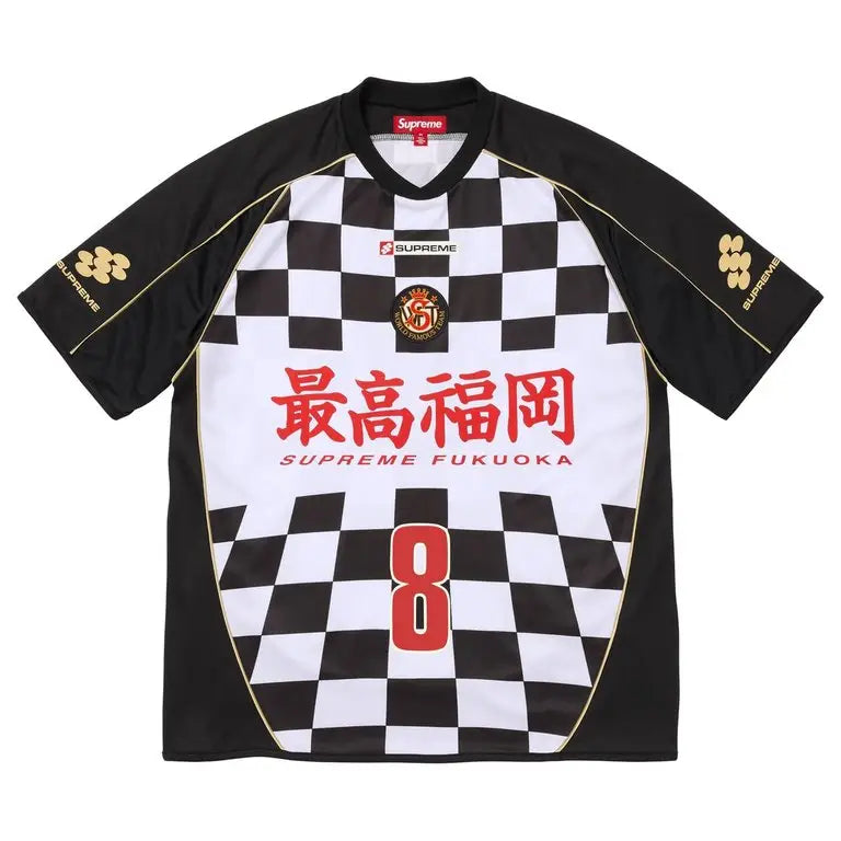 Supreme Checkerboard Soccer Jersey Black Large