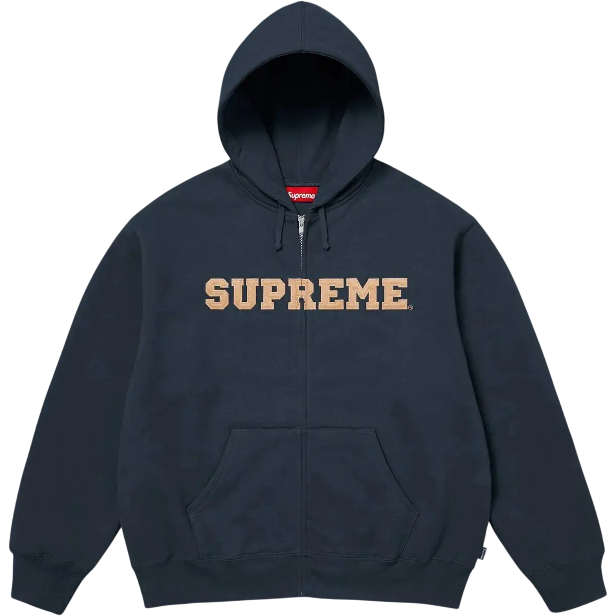 Supreme Collegiate Applique Zip Up Hooded Sweatshirt Navy - L