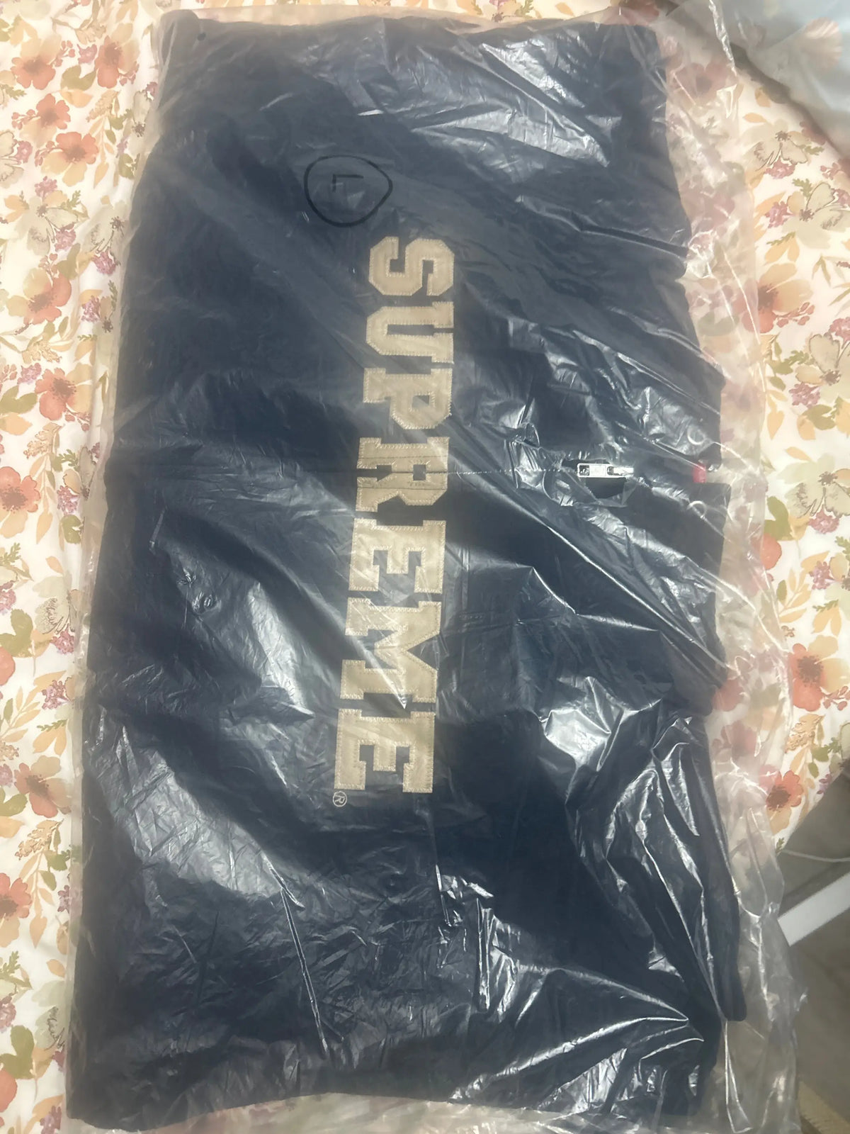 Supreme Collegiate Applique Zip Up Hooded Sweatshirt Navy Large