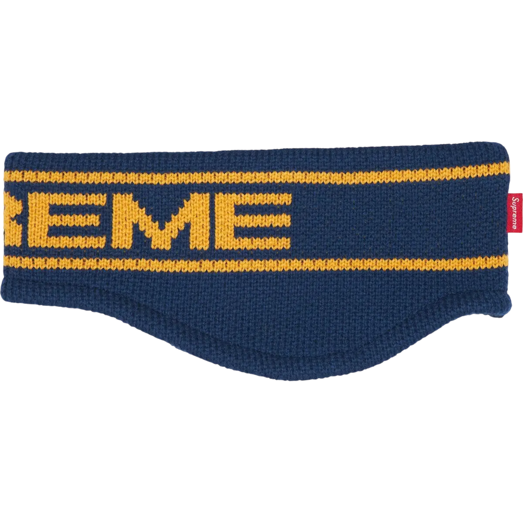 Supreme Contrast Logo Headband Navy - One size