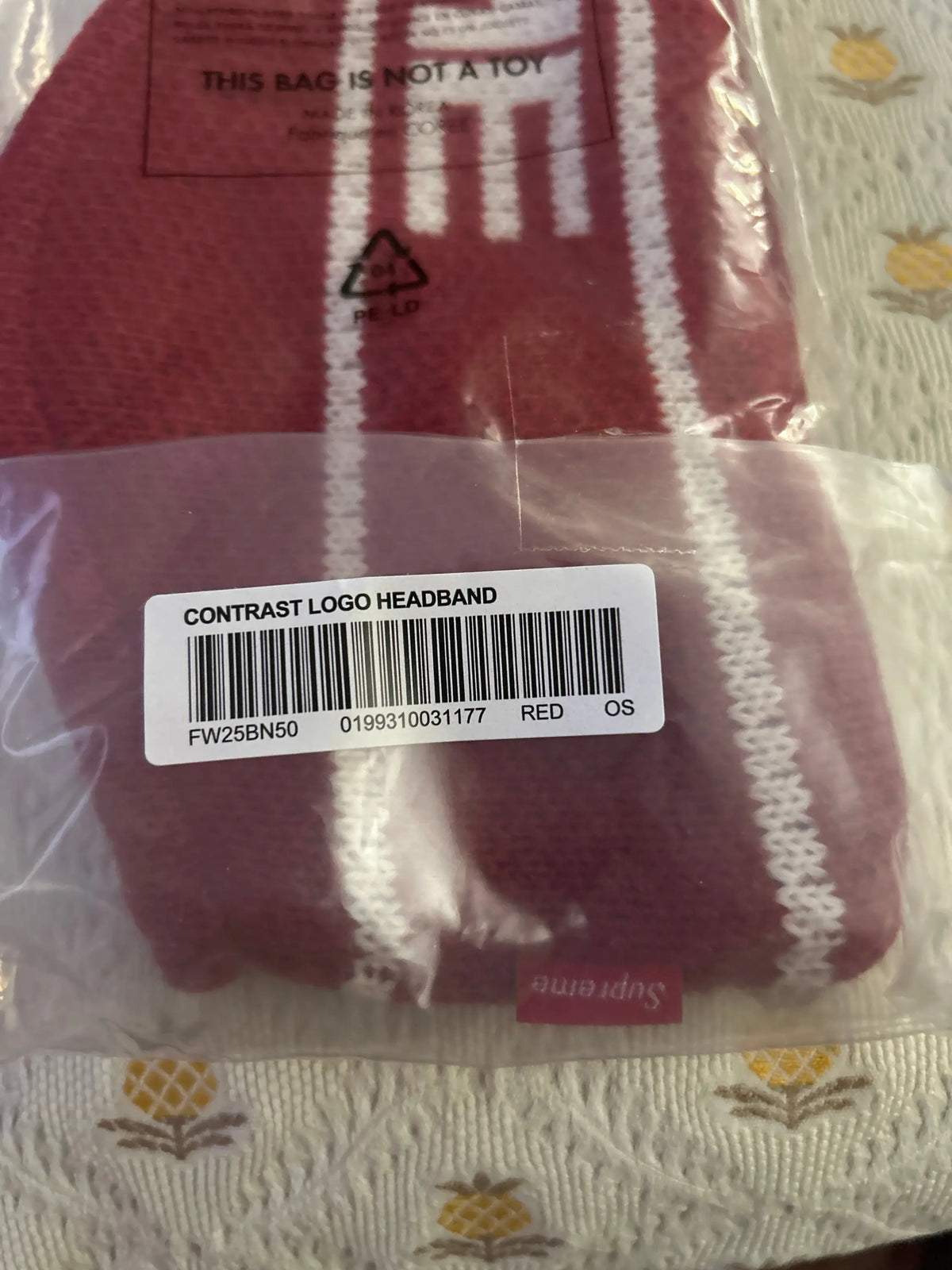 Supreme Contrast Logo Headband Red