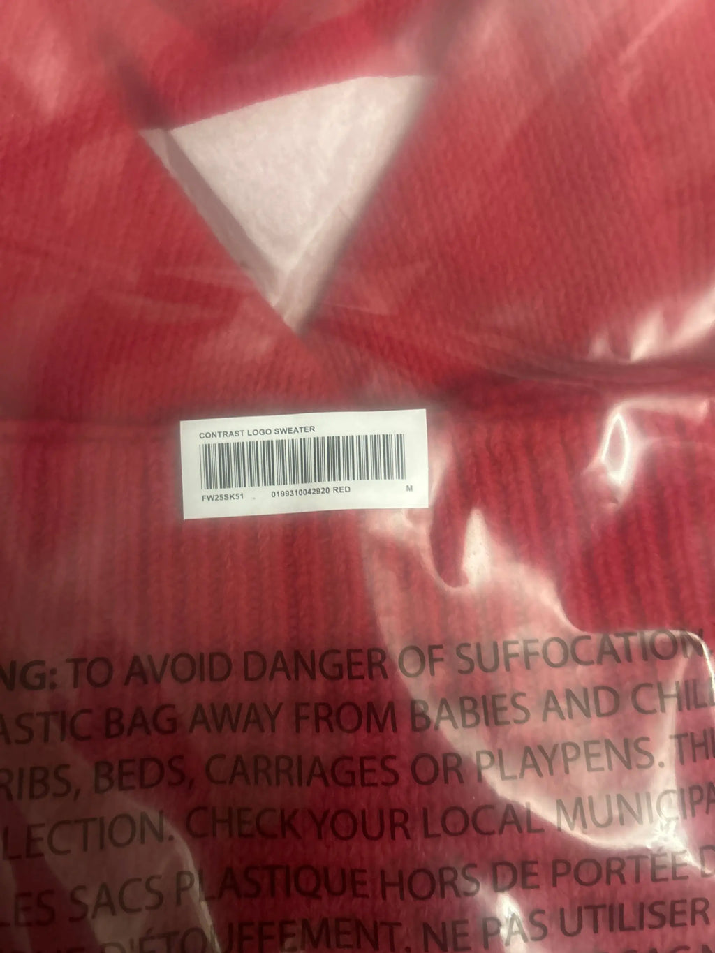 Supreme Contrast Logo Sweatshirt Red