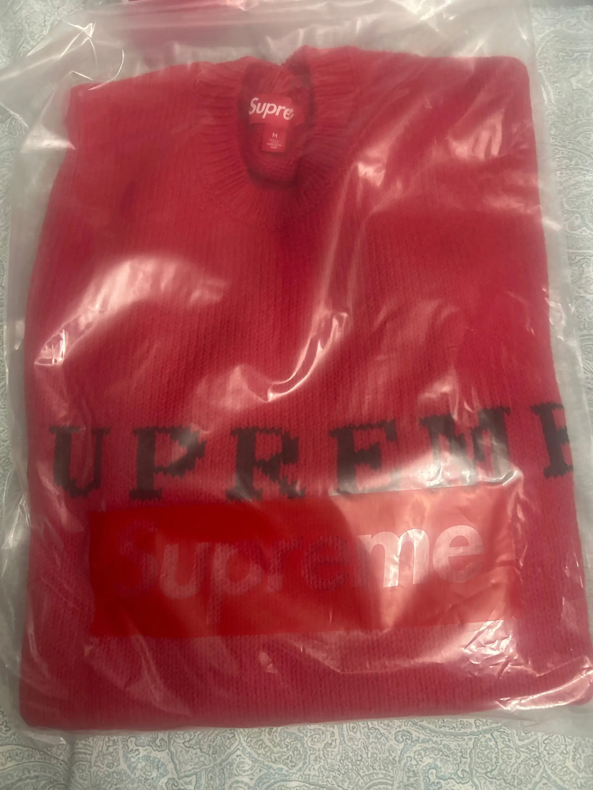Supreme Contrast Logo Sweatshirt Red