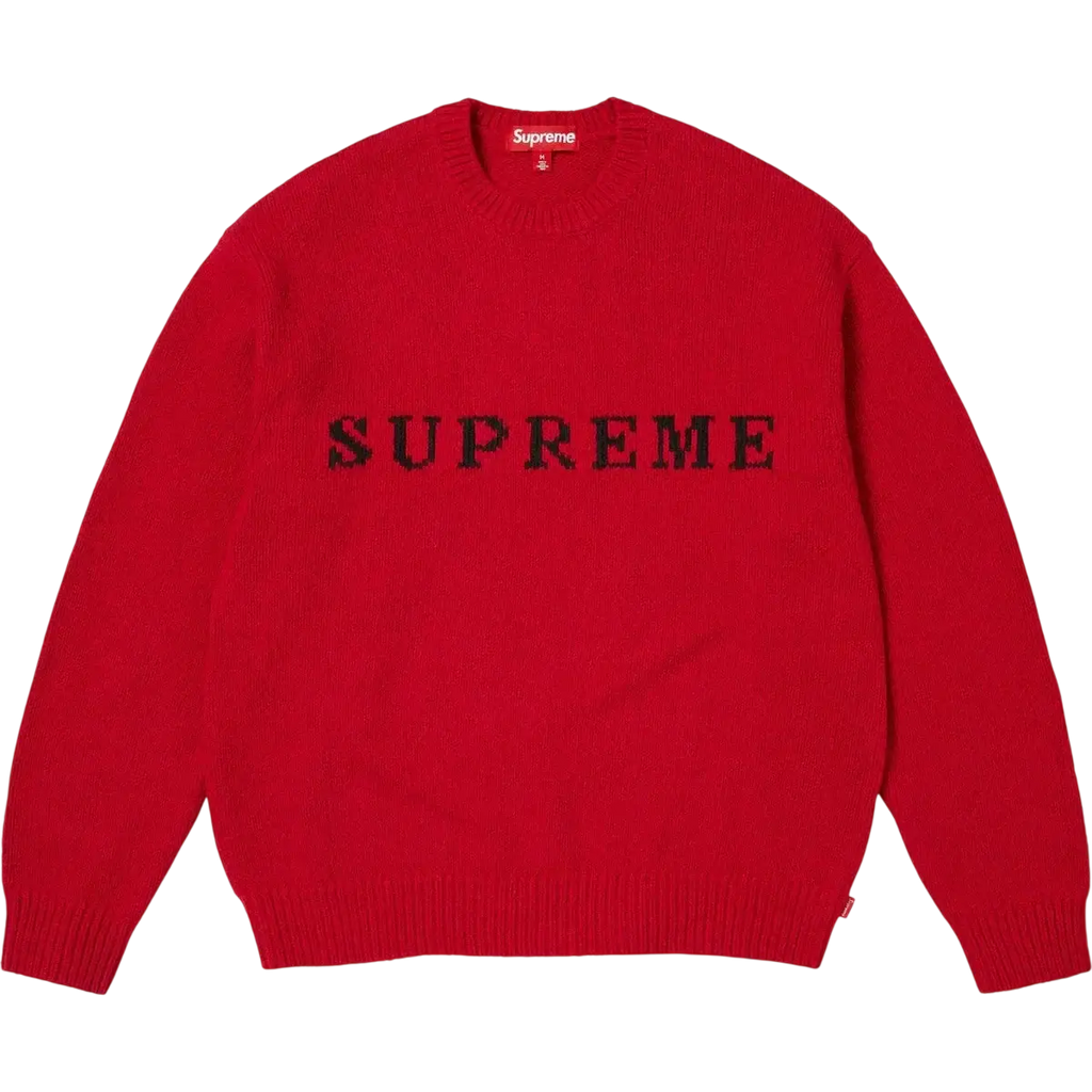 Supreme Contrast Logo Sweatshirt Red - M